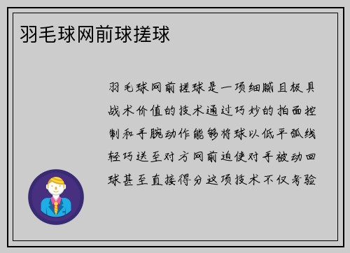 羽毛球网前球搓球
